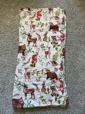 Life Tree Whimsical Forest Friends Muslin Baby Swaddle Blanket Cream‎ and Brown